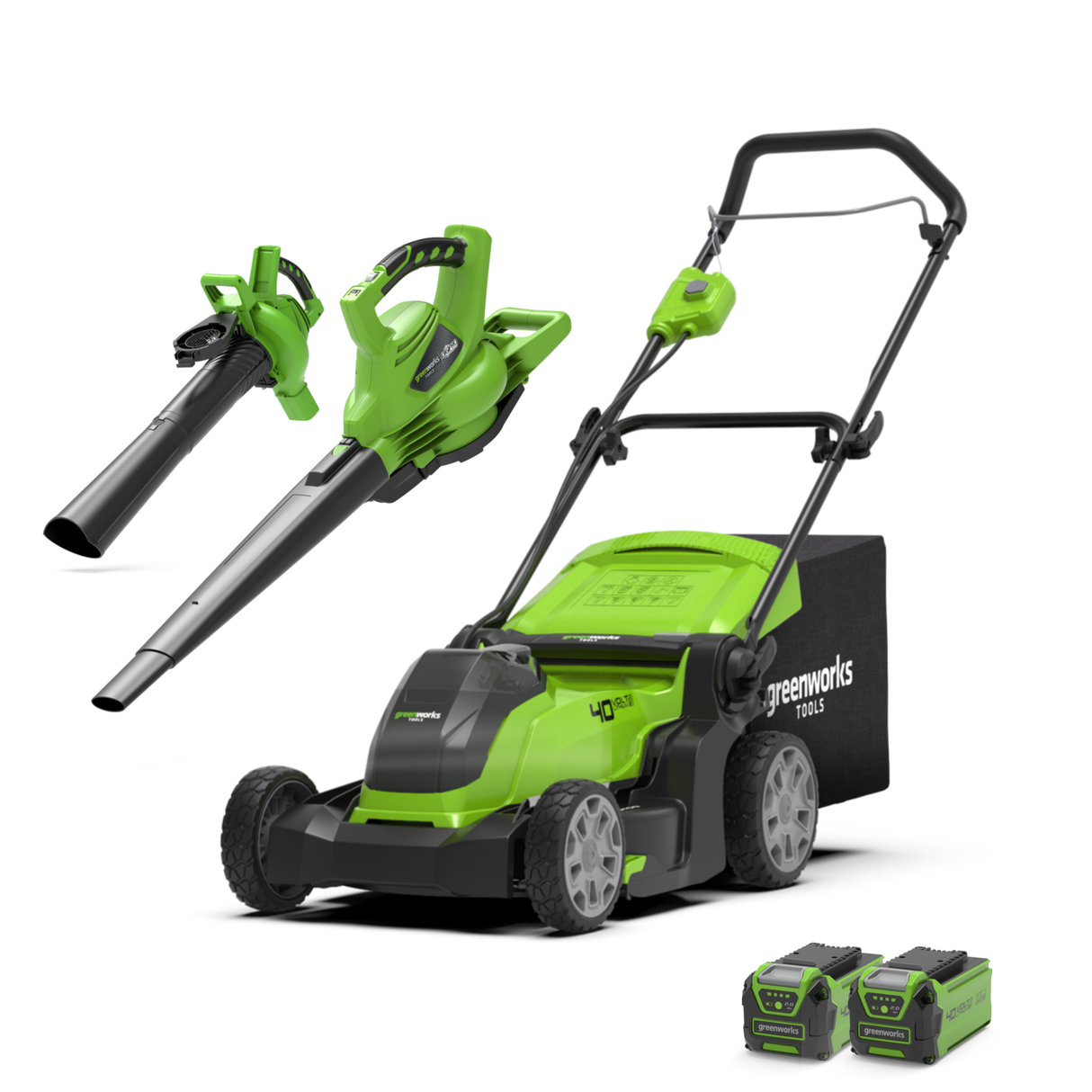 40V Tondeuse 41cm + Souffleur / Aspirateur à feuilles 280 km/h Kit