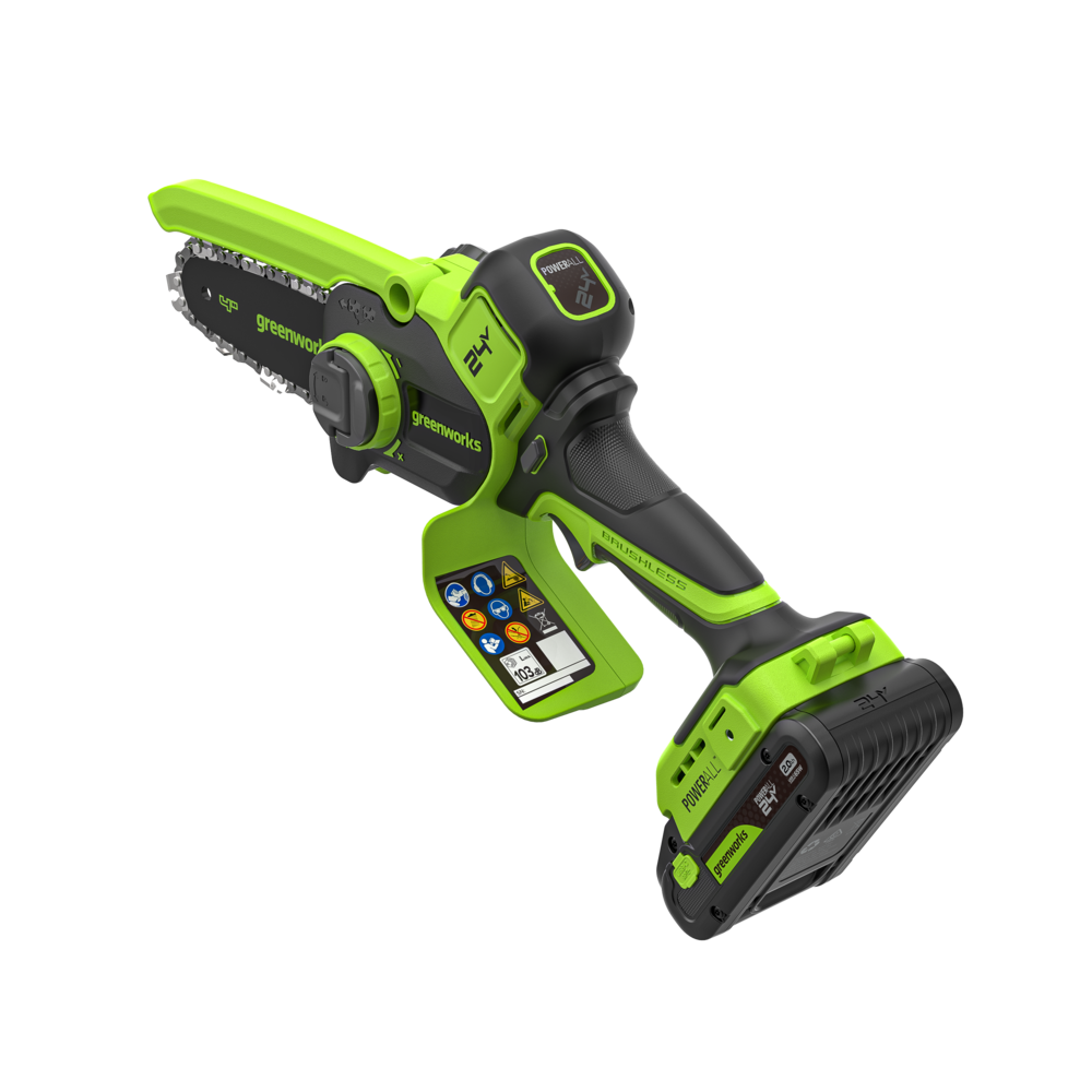 POWERALL 24V Mini Tronçonneuse 10cm Gen. II avec perche d'extension - Batterie 2Ah