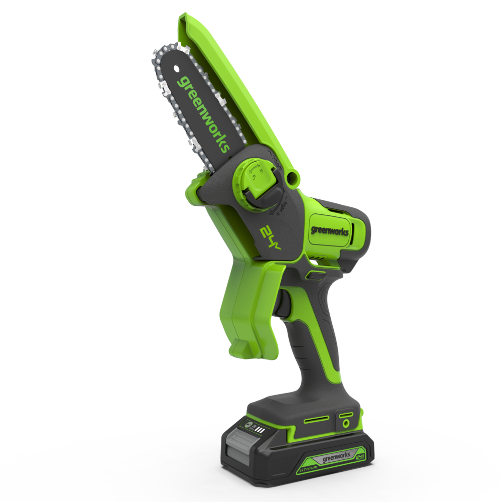 Greenworks Tronçonneuse Électrique Mini 24V - 10cm Barre, 7.8m/s Vitesse, Parfaite Pour Jardin Et Branches