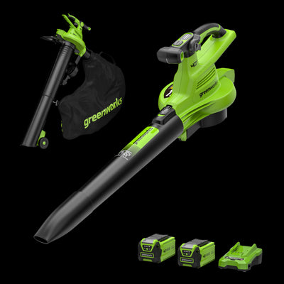 40V Souffleur / Aspirateur de feuilles 370 km/h - 2x Batteries 2Ah