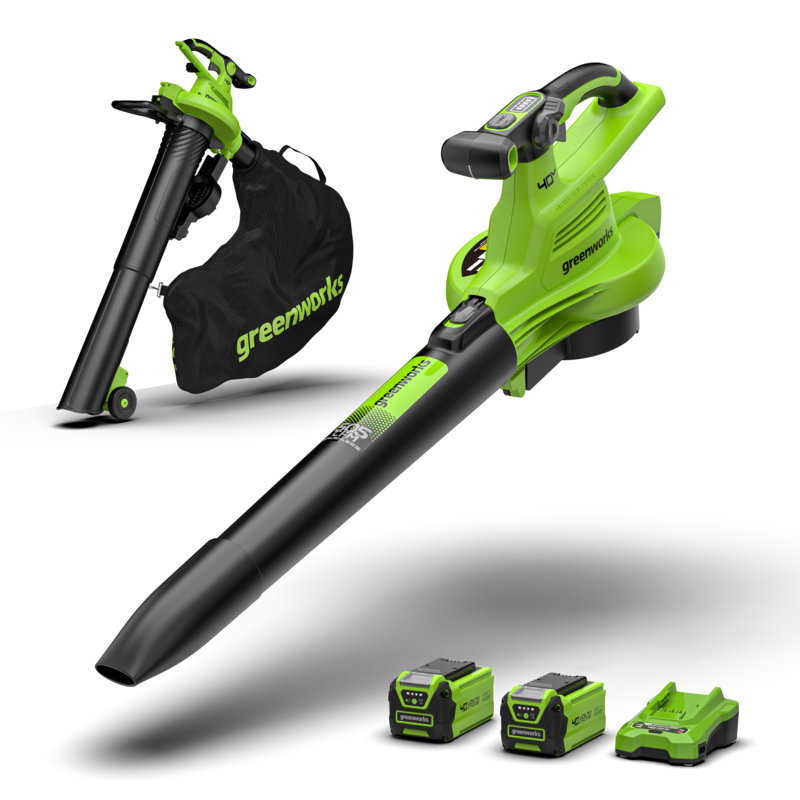 40V Souffleur / Aspirateur de feuilles 370 km/h - 2x Batteries 2Ah