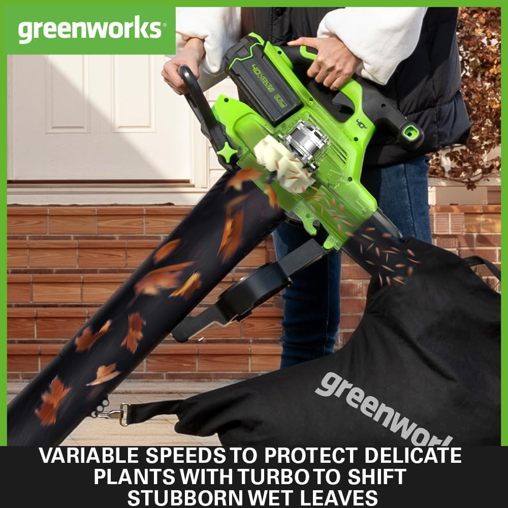 40V Souffleur / Aspirateur de feuilles 370 km/h - 2x Batteries 2Ah