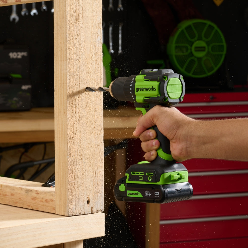 24V Perceuse 45Nm + Visseuse à chocs 220Nm Kit - 2x Batteries 2Ah