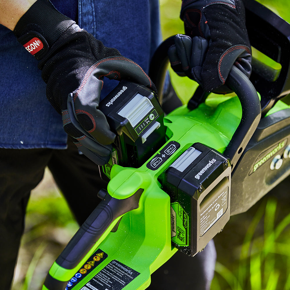 POWERALL 48V (24V x 2) Tronçonneuse 36cm - 2x Batteries 4Ah