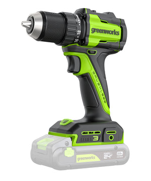 Greenworks cordless drill on a white background