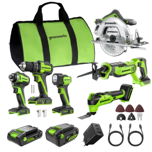 POWERALL 24V Kit d’outils électroportatifs 6 pièces - 2 Batteries
