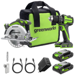 POWERALL 24V Perceuse + Scie circulaire Kit - 2x Batteries 2Ah
