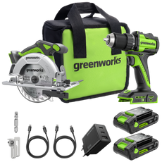 POWERALL 24V Perceuse + Scie circulaire Kit - 2x Batteries 2Ah