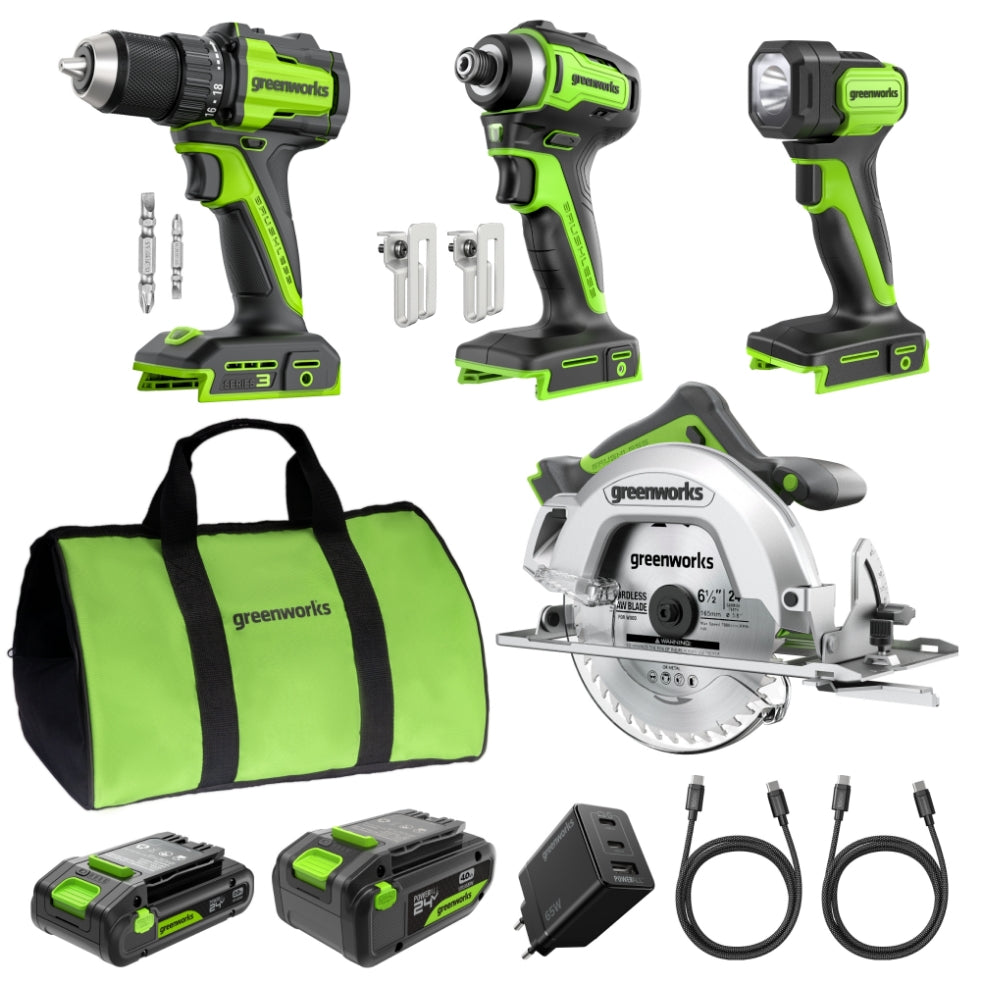 POWERALL 24V Kit d’outils électroportatifs 4 pièces - 2 Batteries