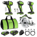 POWERALL 24V Kit d’outils électroportatifs 4 pièces - 2 Batteries