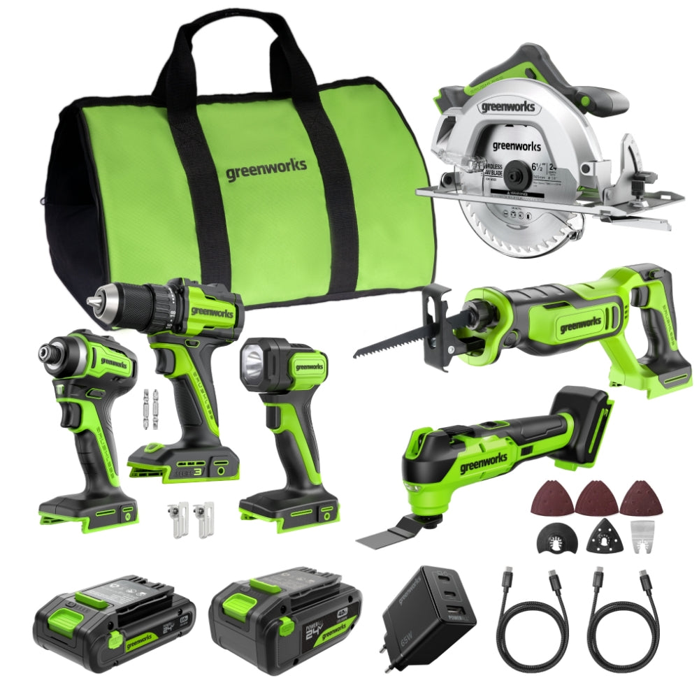 POWERALL 24V Kit d’outils électroportatifs 6 pièces - 2 Batteries