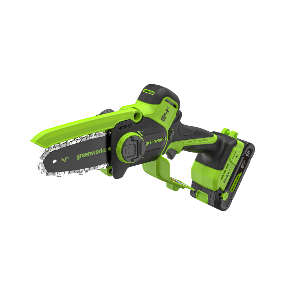 POWERALL 24V Mini Tronçonneuse 10cm Gen. II avec perche d'extension - Batterie 2Ah