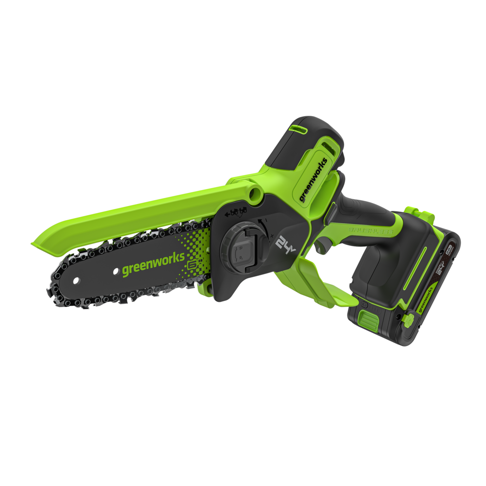 POWERALL 24V Mini Tronçonneuse 15cm Gen. II avec perche d'extension - Batterie 2Ah