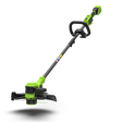 A black and green 24V grass trimmer with a 33cm cutting width, including a blade and line, powered by a 4Ah battery.