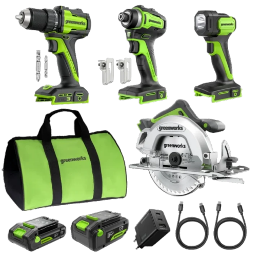 POWERALL 24V Kit d’outils électroportatifs 4 pièces - 2 Batteries